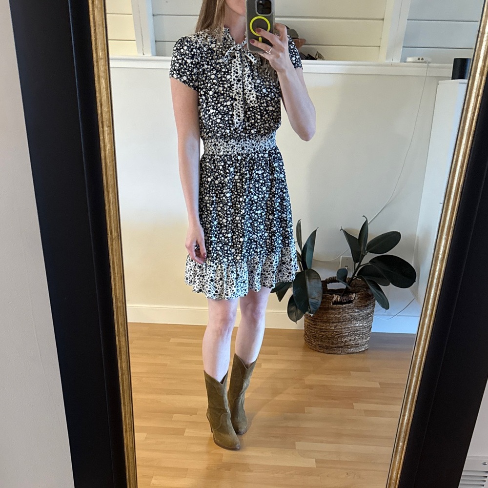 Floral Black and White Dress